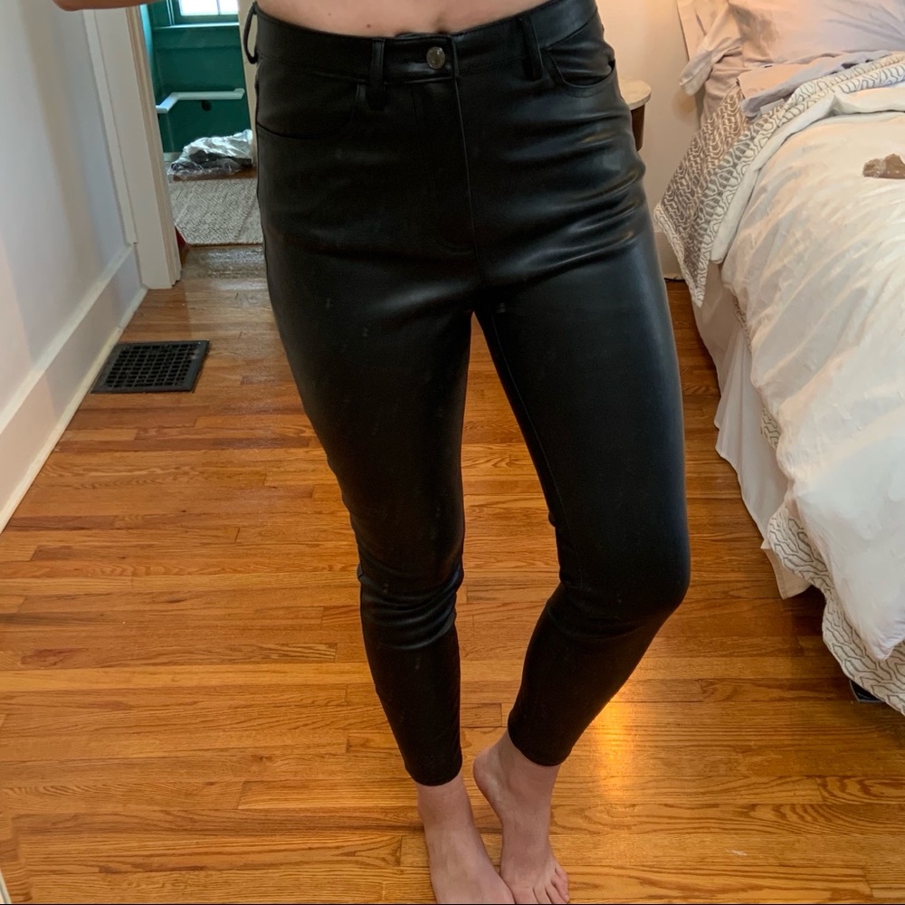 Free People Black Vegan Leather Skinny Pants